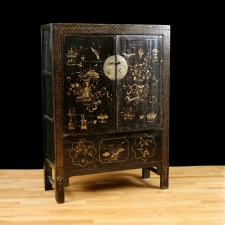 Antique Chinese Qing Cabinet with Original Polychrome & Lacquer