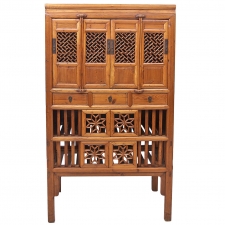 19th Century Chinese Food Safe in Elm Wood