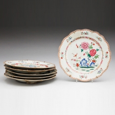Set of Six Porcelain Plates Qing Dynasty