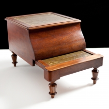 Library Stool with Leather Top