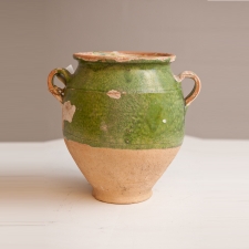 Antique Confit Pot in Green Glaze