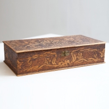 Carved Flemish Art Box with Vines and Foliage, stamped 681 NY