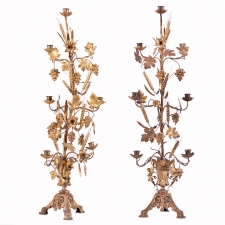 Pair of 19th Century Fire-Gilded Candelabra in Hammered Bronze (SOLD)