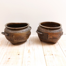 Pair of Late 19th Century Chinese Cachepots in Bronze