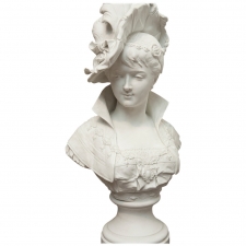 Bust of a Young Woman with Plumed Hat by Paul Duboy, c. 1870