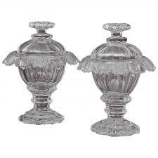 Pair of 19th Century Irish Cut-Crystal Sweetmeat Jars or Urns