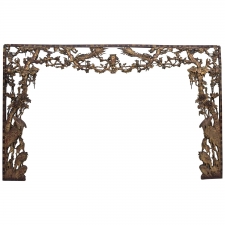 Large Elaborately-Carved Chinese Architectural Surround with Birds & Flowers, circa 1700's
