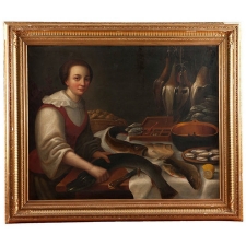 18th c. Oil on Canvas of Fish Monger, Holland