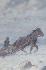 "Working Winter," Oil on Canvas by Alexander Langlet