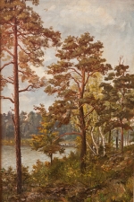 Lakeside Landscape, Oil on Canvas