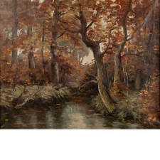 Fall Forest Landscape, Oil on Canvas, Signed