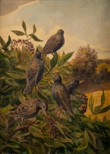 "Landscape with Birds", Oil on Canvas, Signed Leo Moller