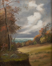 "Seascape with Clouds", Oil on Canvas, Signed A.J.
