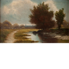 "River Landscape", Oil on Panel