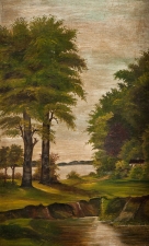 "Riverscape with Trees", Oil on Canvas
