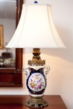 19th century German Porcelain Table Lamp on Brass Base
