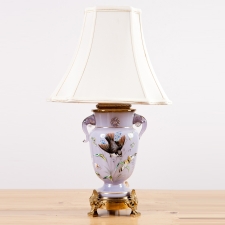 Lilac Glass Table Lamp with Elephant Head Handles