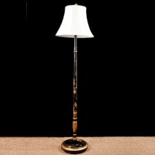 English Floor Lamp with Chinoiserie in Polychromed Wood