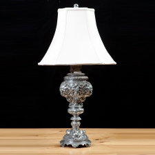 Antique Nickel-Plated Table Lamp, c. 1860