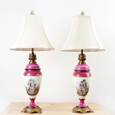 Pair of 19th Century Porcelain Urn Table Lamps