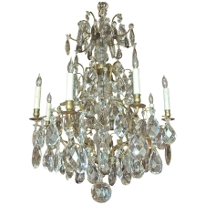 Large Rococo-Style Crystal Chandelier with Sixteen Lights, Sweden, circa 1890