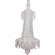 Art Deco Bag and Tent Cut-Crystal Chandelier with Chrome Frame