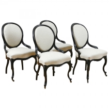 Set of 4 Napoleon III Ebonized Side Chairs, France, c.1860