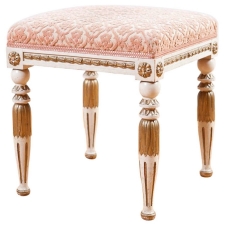 Gustavian Stool in Carved and Polychrome Wood, Sweden, c. 1880