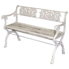 Late 19th Century Victorian Cast Iron Garden Bench with Wooden Seat