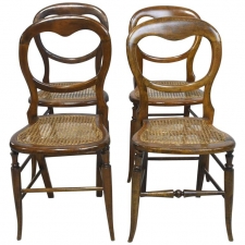 Set of Four Country French Chairs with Woven Cane Seats