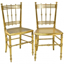 Pair of Early 20th Century French Salon or Dining Chairs in Giltwood