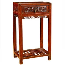 Qing Table in Elm with Original Cinnabar Lacquer, China, c. 1790