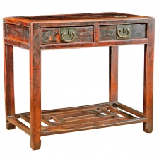 Chinese Table in Elm with Original Cinnabar Lacquer, circa 1790