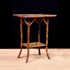 Antique English Bamboo Table with Faux Tortoise Finish, c.1900