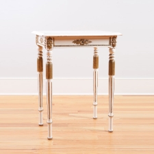 Painted Antique Side Table with Carved and Fluted Legs