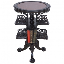 19th Century Chinese Round Export Table with Revolving Book Stand